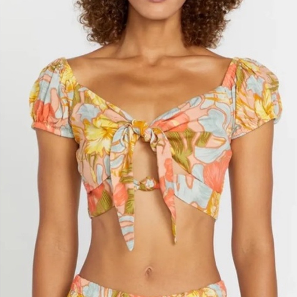Volcom Tropical Spice Women's Floral Crop Top - Size Small 4/6
